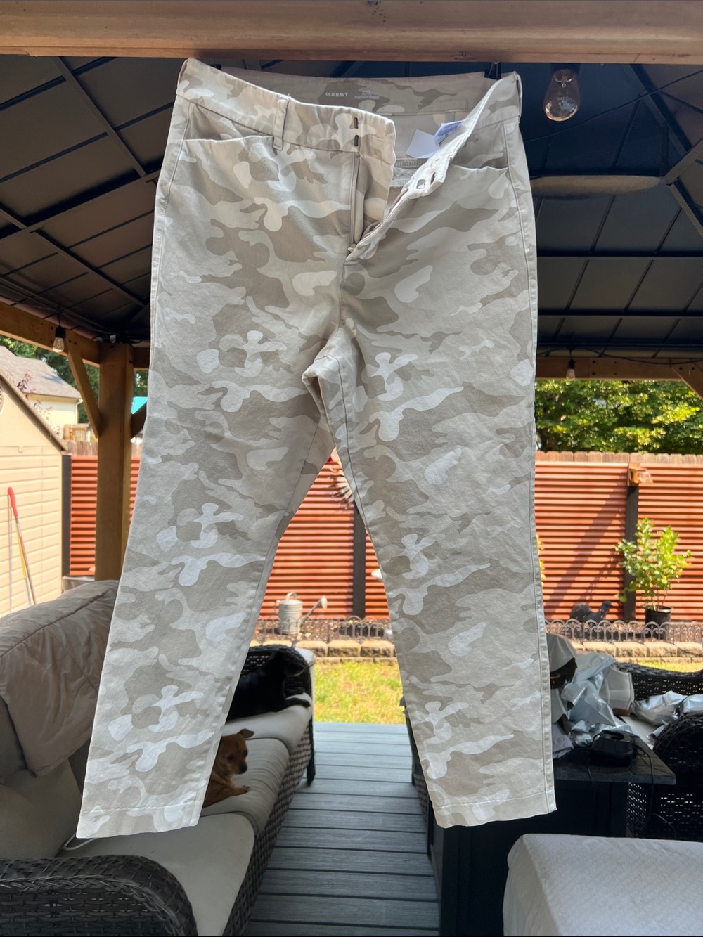 Old Navy Pixie Beige Camo Straight-Leg Women's Pants